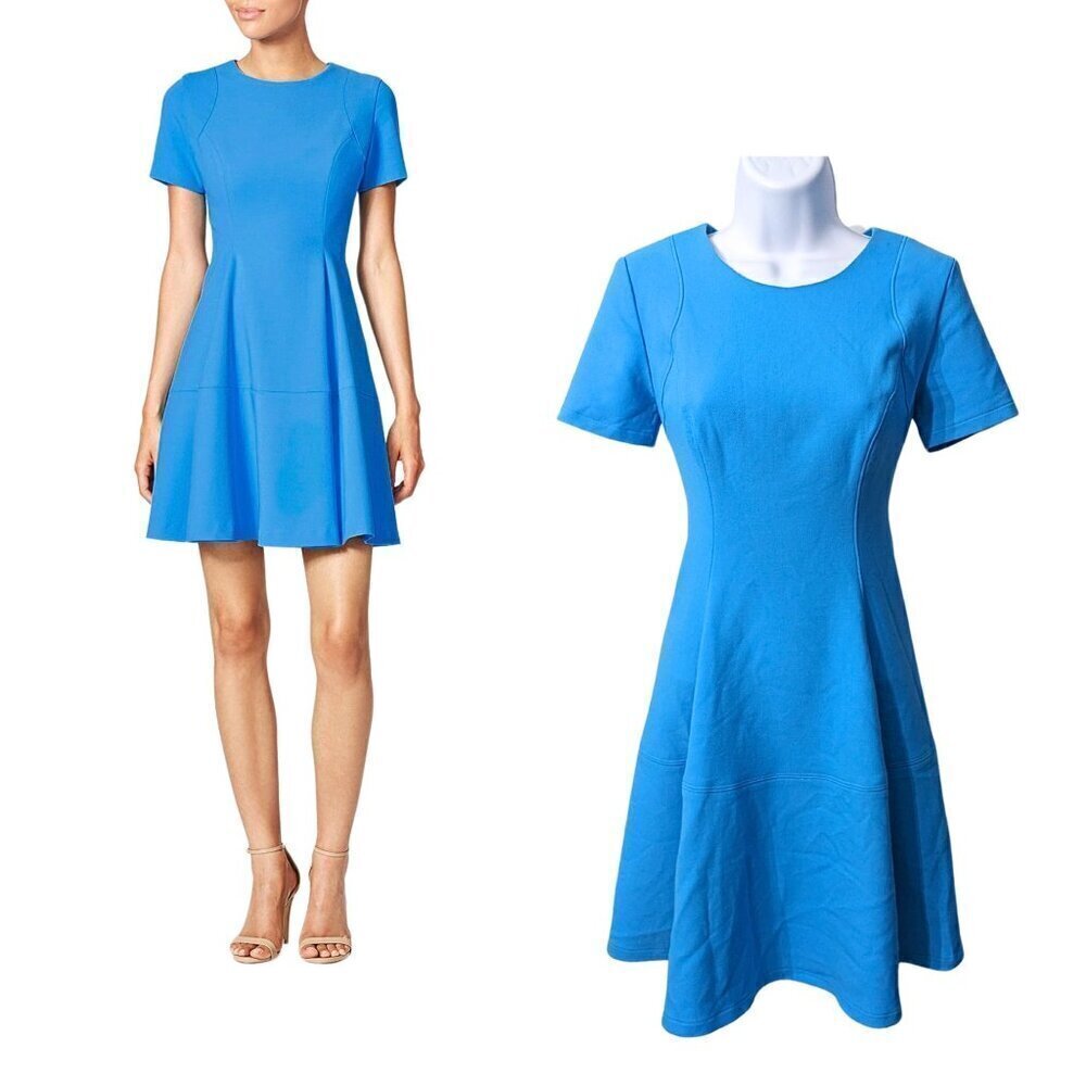 NWT SHOSHANNA Davie Cerulean Crepe Fit & Flare Mini Dress Size 2